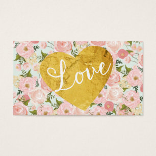 Peach Vintage Floral Fake Gold Love Heart Girly