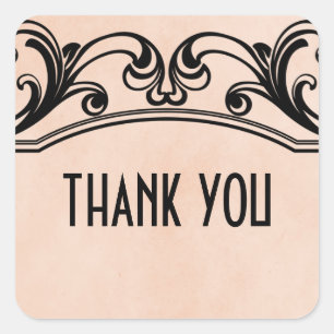 Peach Vintage Swirls Thank You Stickers