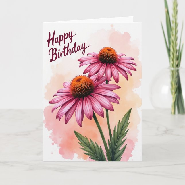 Peach Watercolor Birthday Card (Front)