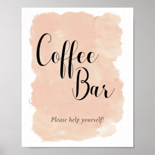 Peach Watercolor Coffee Bar Wedding Sign