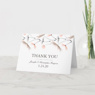 Peach Watercolor Dandelion Wedding Thank You Card