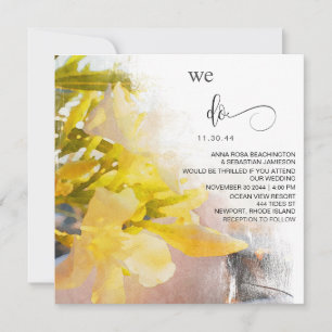 *~* Peach Watercolor Floral AR15 QR RSVP WEDDING I Invitation