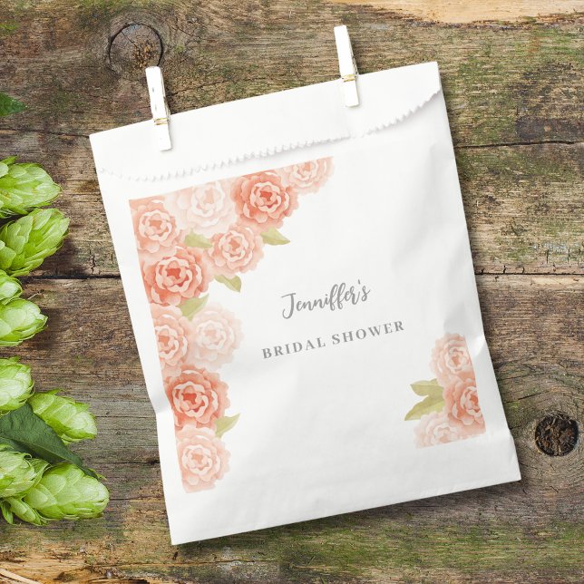 PEACH WATERCOLOR FLORAL BRIDAL SHOWER FAVOUR BAGS (Creator Uploaded)