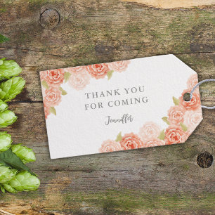 PEACH WATERCOLOR FLORAL BRIDAL SHOWER GIFT TAGS