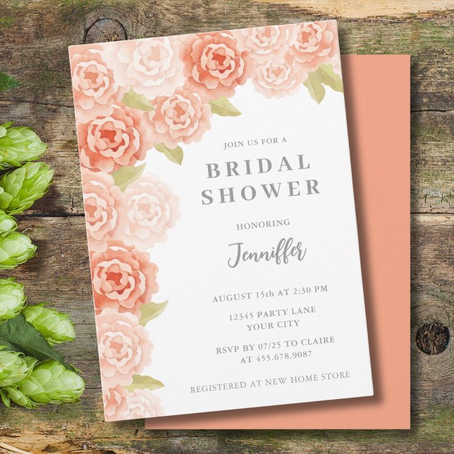 PEACH WATERCOLOR FLORAL BRIDAL SHOWER INVITATION (Creator Uploaded)