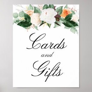 Peach Watercolor Floral  Cards and  Gifts Wedding Poster
