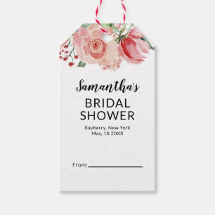 Peach Watercolor Floral Display Bridal Shower Gift Tags