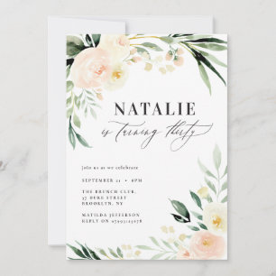 Peach watercolor floral thirtieth birthday party