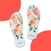 Peach Watercolor Floral with Your Name