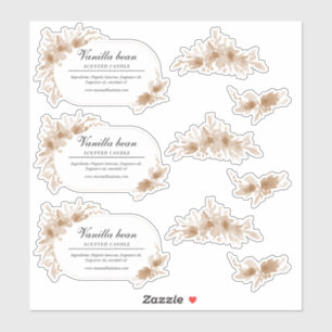 Peach watercolor flowers candle sticker