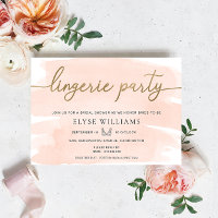 Peach Watercolor Gold Lingerie Party Bridal Shower