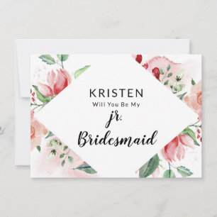 Peach Watercolor Jr. Bridesmaid Proposal Card