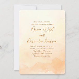 Peach Watercolor Ombre Painting Wedding Invitation