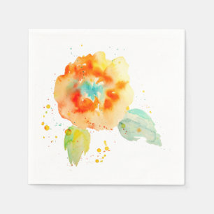 Peach Watercolor Poppy Napkin