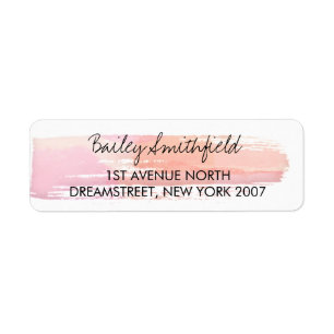 peach watercolor return address label