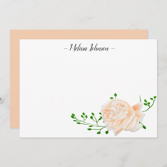 Peach Watercolor Rose Personalised Card (Front/Back)