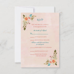 Peach Watercolor Roses RSVP Card