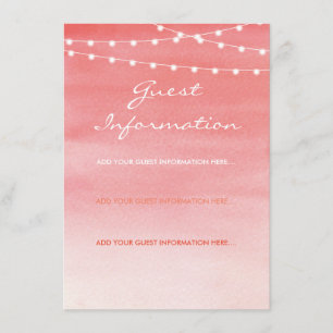 Peach Watercolor String Lights Guest Information Enclosure Card