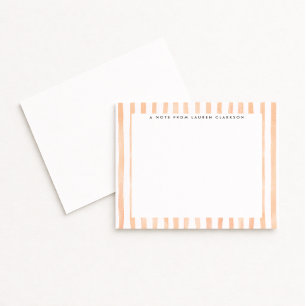 Peach Watercolor Striped  Note Card