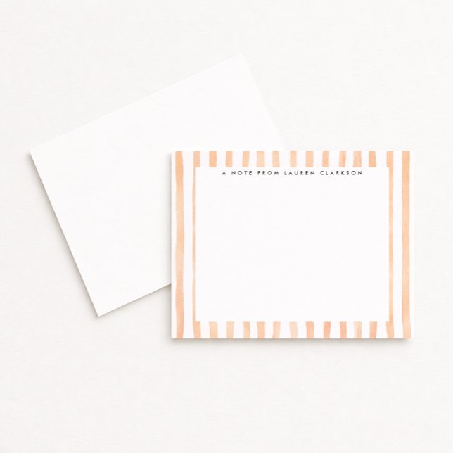 Peach Watercolor Striped  Note Card (Creator Uploaded)