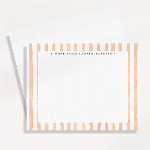 Peach Watercolor Striped Note Card