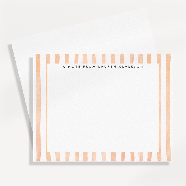 Peach Watercolor Striped  Note Card (Creator Uploaded)