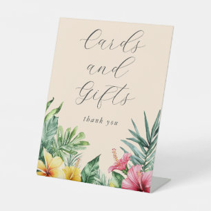 Peach Watercolor Tropical Floral Cards And Gifts Pedestal Sign