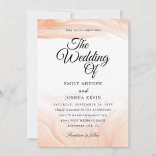 Peach Watercolor Wash   peach Wedding  Invitation