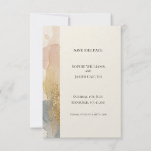 Peach Watercolour Botanical Save The Date Card