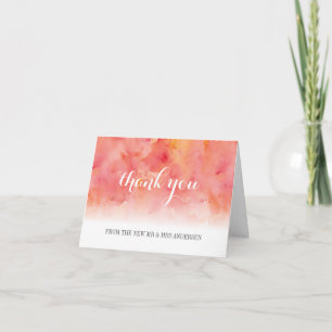 Peach Watercolour Custom Photo Thank You Card
