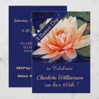 Peach Waterlily Watercolor Floral Birthday
