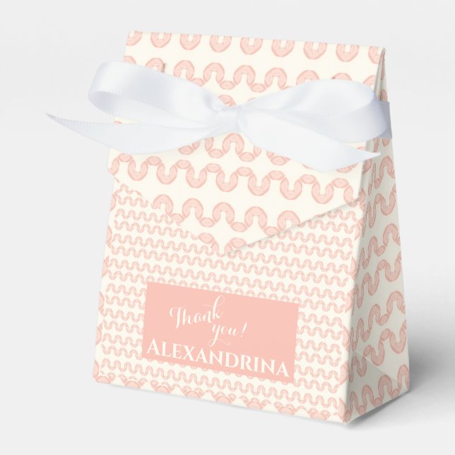 Peach Wave Pattern-Twinkle, Twinkle Little Twins Favour Box (Front Side)