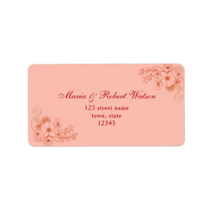 Peach Wedding Address Label