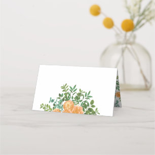 Peach Wedding Classic Floral Roses Place Card