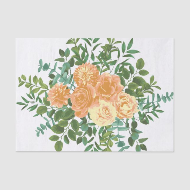 Peach Wedding Classic Floral Roses Tissue Paper (Front)