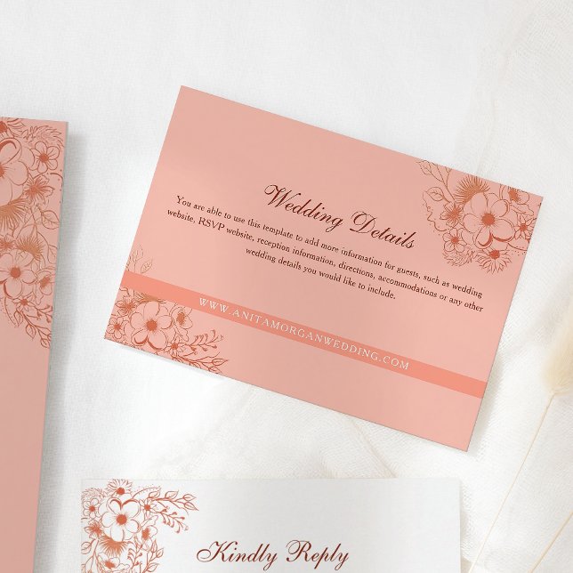 Peach Wedding Details Enclosure Card (Creator Uploaded)