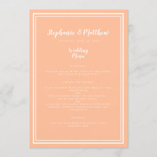 Peach Wedding Dinner Menu Guest Modern Place Card