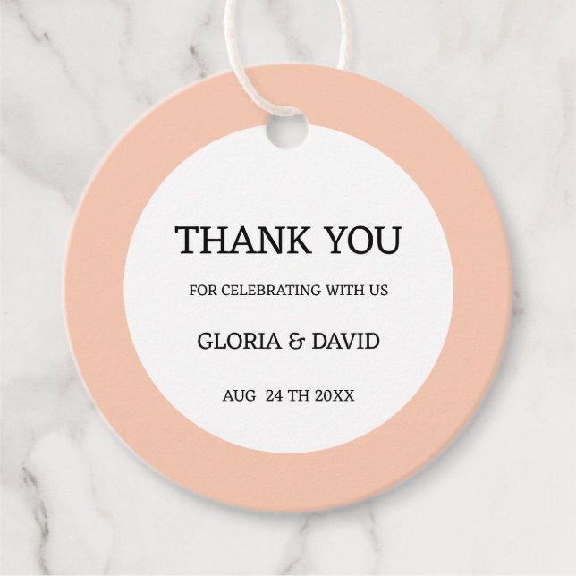 Peach Wedding Favour Tags (Front)