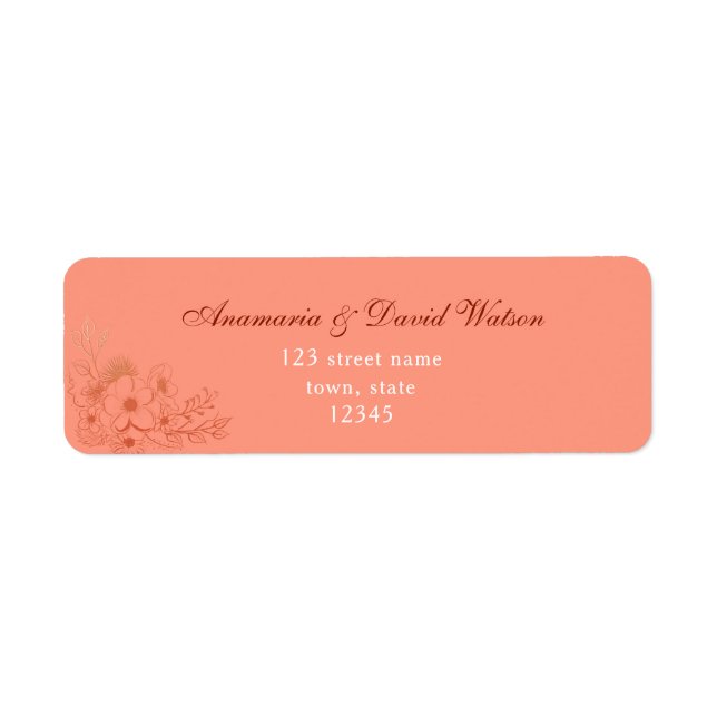 Peach Wedding Return Address (Front)