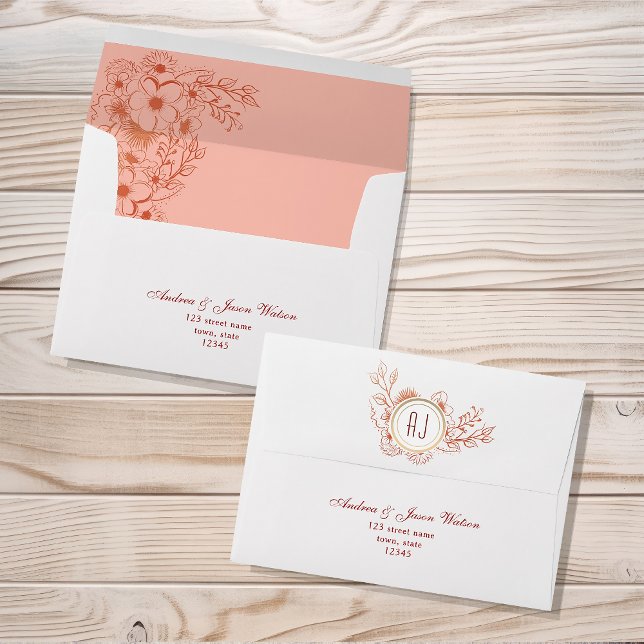 Peach Wedding Return Address Envelope (Creator Uploaded)