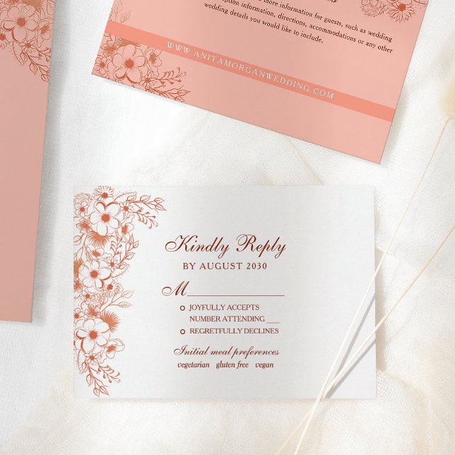 Peach Wedding RSVP Card (Creator Uploaded)