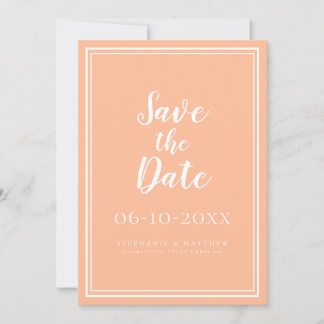 Peach Wedding Save The Dates Minimal Announcements (Front)