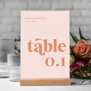 Peach Wedding Table Number