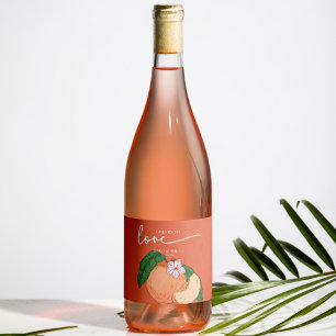 Peach Wedding Wine Label Custom Favor