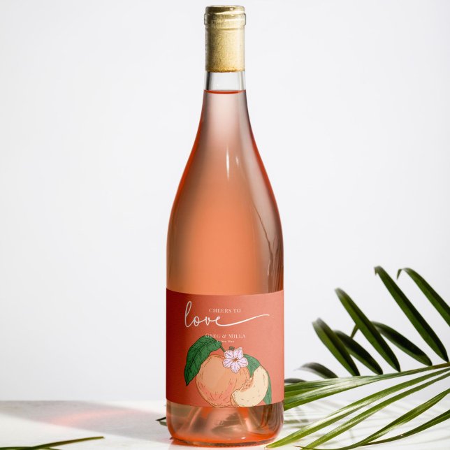 Peach Wedding Wine Label Custom Favour (Creator Uploaded)
