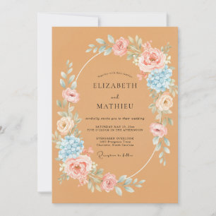 Peach Whimsical Blossom Wedding Invitation