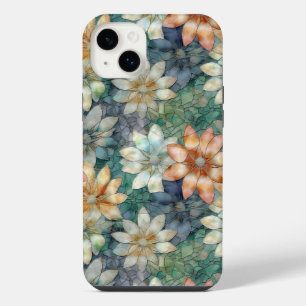 Peach White Blue Green Floral iPhone 14 Plus Case