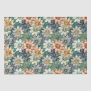 Peach White Blue Green Floral Tissue Paper