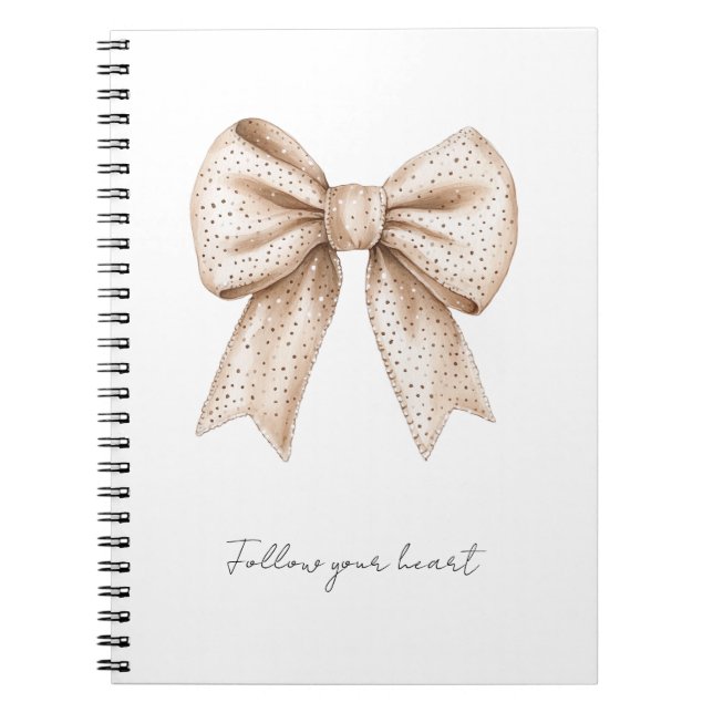 Peach White Bow Notebook (Front)