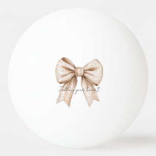 Peach White Bow Ping Pong Ball